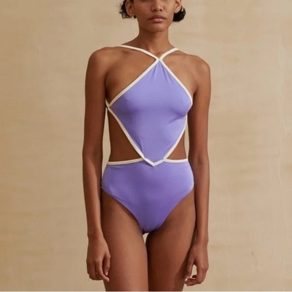 NWT Baobab Kira Berry One Piece Halter Swimsuit sz S - Picture 1 of 14